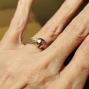 DAVID YURMAN RUBY RING 14K gold bezel/Sterling Silver Size 6